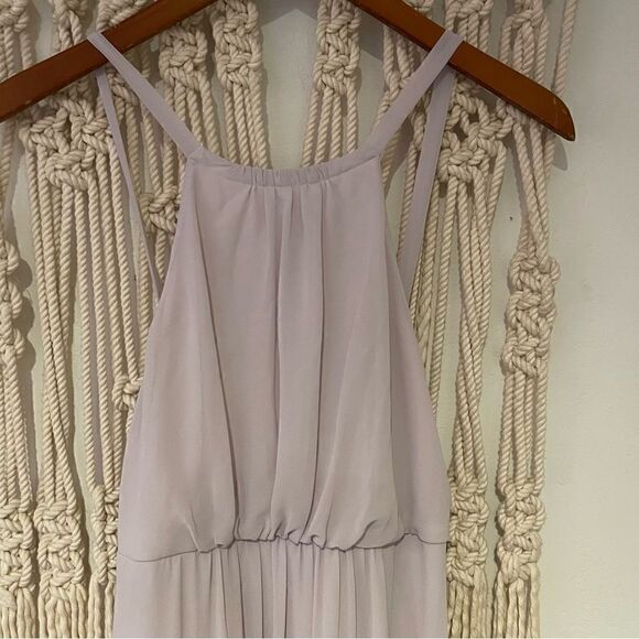 Show Me Your Mumu Maxi Dress MED Chiffon Lilac High Neck Bridesmaids “Amanda” - Picture 3 of 10
